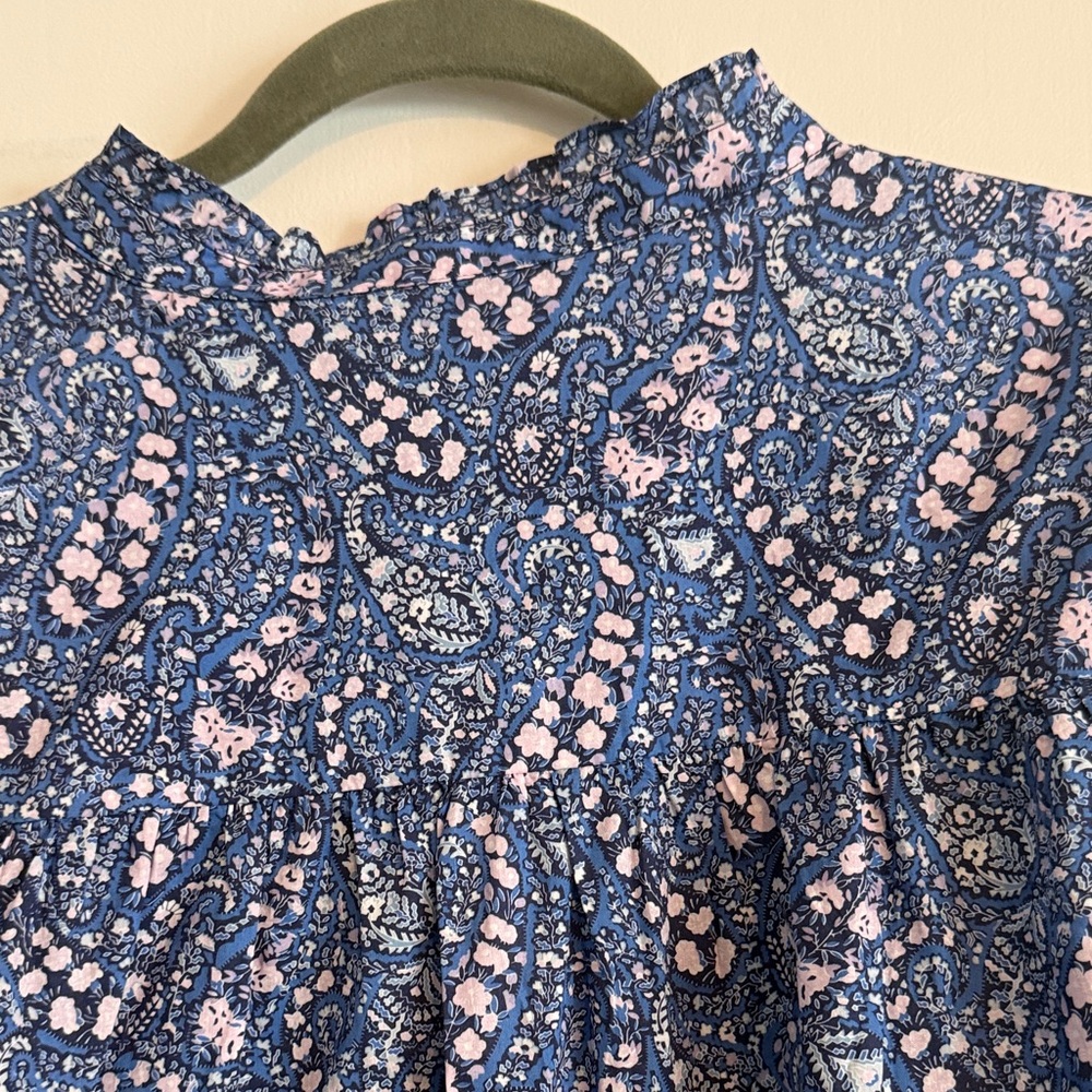 J. Crew Blue and White Paisley Blouse with liberty fabric - Picture 8 of 10